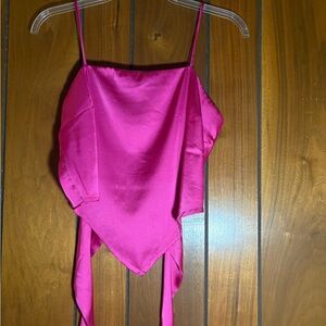 SO Vibrant Pink Satin Tie Back Camisole